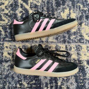 $109 Adidas Samba Inter Miami CF Messi Shoes - Black / Pink / Gum Size 8 Men's